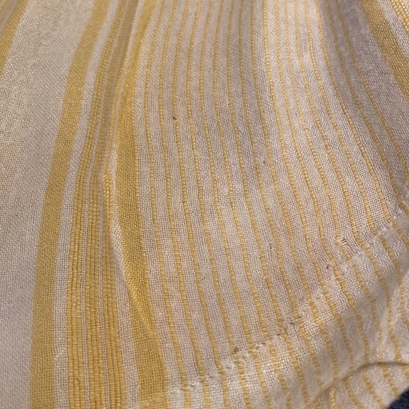 Free People Yellow and White Striped Cinched Shoulder Collared Button Down Top - Picture 7 of 9